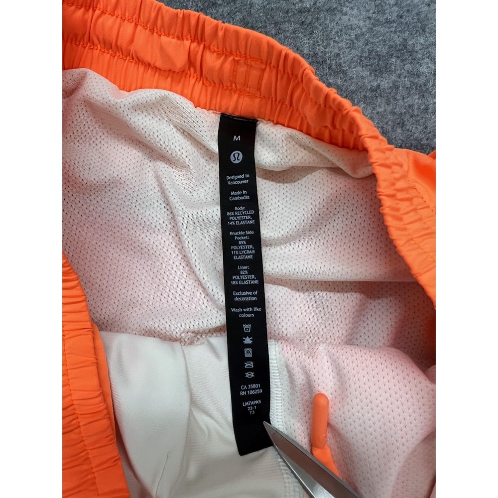 Lululemon Pace Breaker Shorts Mens Medium Orange Lined Athletic 7" LM7APKS - Picture 2 of 11